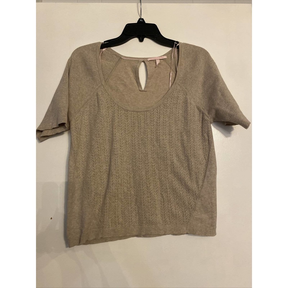 Victoria Secret Tan Pullover Sweater Short Sleeve XL Business Or Casual